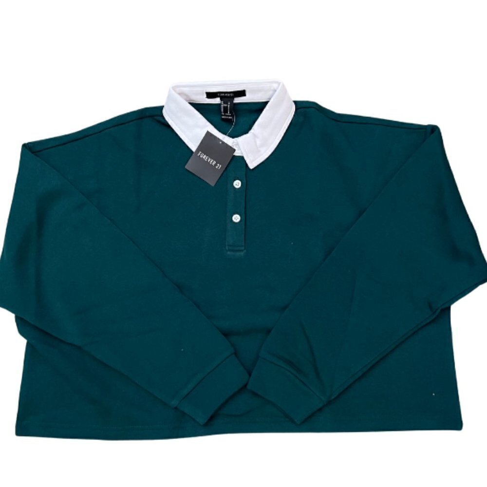 Forever 21 Cropped Rugby Fleece - Size Small